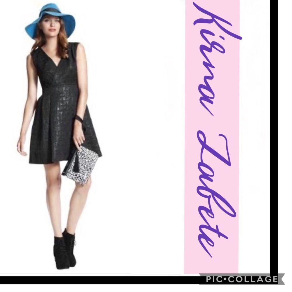 Kirna Zabete Black Metallic Jacquard Dress Sz 4